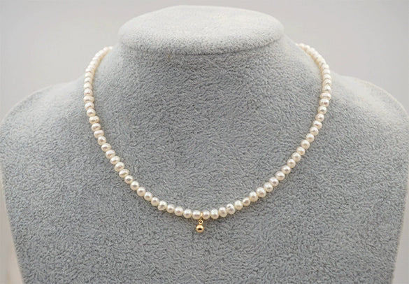 Necklace Freshwater Pearl Simple Geometric Cross Chain Titanium Steel
