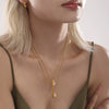 Necklace Freshwater Pearl 316L Stainless Steel Geometric Drop Shape Electroplated For Women