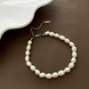 Necklace Freshwater Pearl Titanium Steel Geometric Light Luxury Electroplating Style