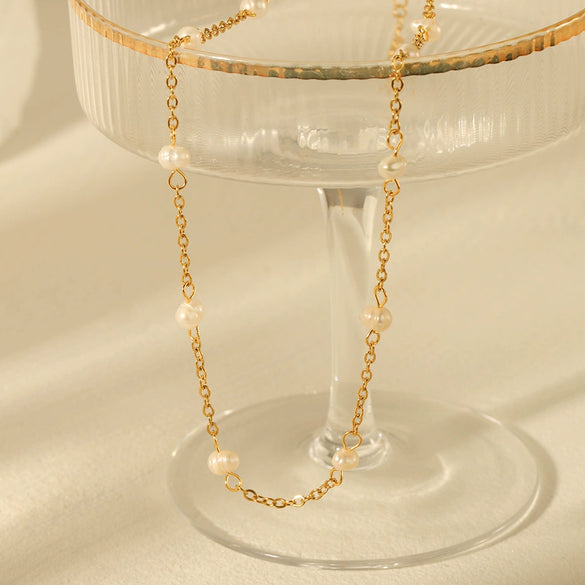 Necklace Freshwater Pearl Titanium Steel Stainless Steel Geometric Electroplating Ochain