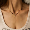 Necklace Freshwater Pearl Zirconium Cross Titanium Steel Geometric Electroplating Jewelry