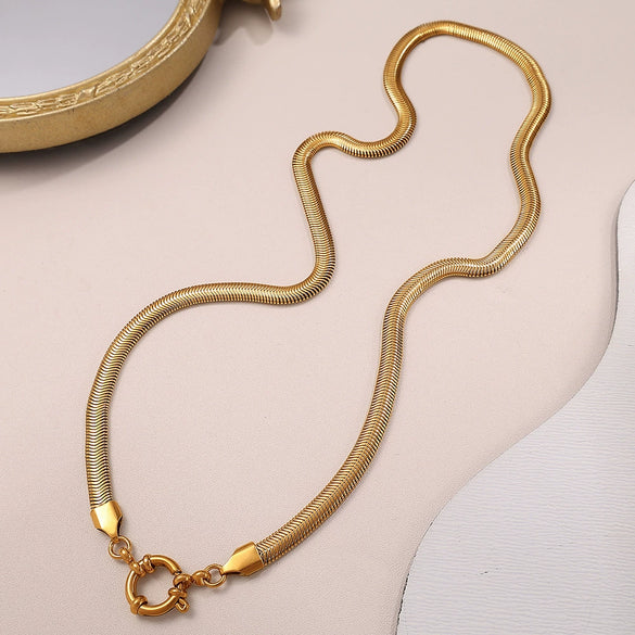 Necklace Freshwater Shell 316L Stainless Steel Electroplating Fashion Irregular Snake Bone Chain Jewelry For Women