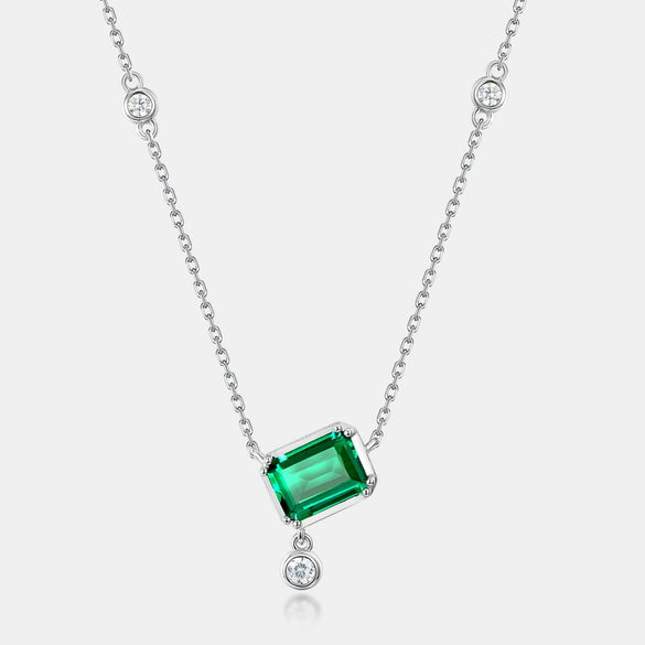 Necklace Geometric Cultivation Emerald S925 Silver Retro Clavicle Chain For Women