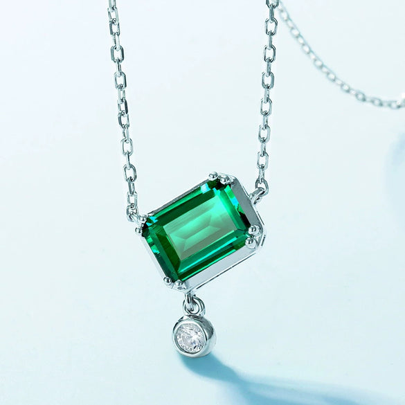 Necklace Geometric Cultivation Emerald S925 Silver Retro Clavicle Chain For Women