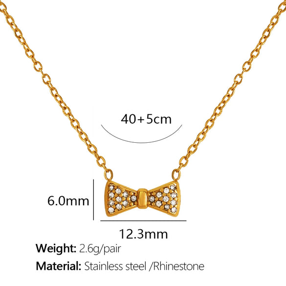 Necklace Geometric 316L Stainless Steel Bow Electroplating Fashion Women's