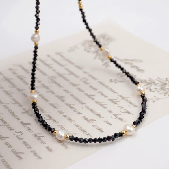 Necklace Glass Colored Glaze Retro Natural Cross Chain Handmade For Women