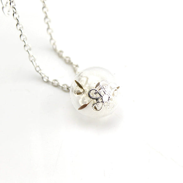 Necklace Glass Mixed Gem Inlay Dandelion Seed Retro Verbal Chain