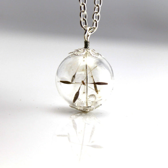 Necklace Glass Mixed Gem Inlay Dandelion Seed Retro Verbal Chain