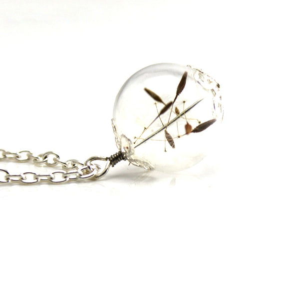 Necklace Glass Mixed Gem Inlay Dandelion Seed Retro Verbal Chain