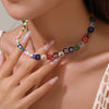 Necklace Glazed Rice Beads Alloy Geometric Handmade For Women