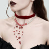 Necklace Gothic Bloody Pearl Flannel Artificial Crystal Geometric Tassel Collar Choker