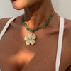 Necklace Gravel Iron Geometric Rhombus Electroplated Retro Flower Clavicle Women's