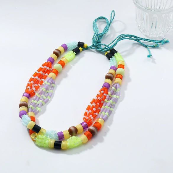Necklace Hand Knitted Natural Vacation Style Geometric Plastic Resin Beads