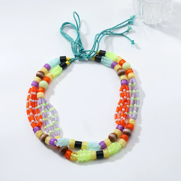 Necklace Hand Knitted Natural Vacation Style Geometric Plastic Resin Beads