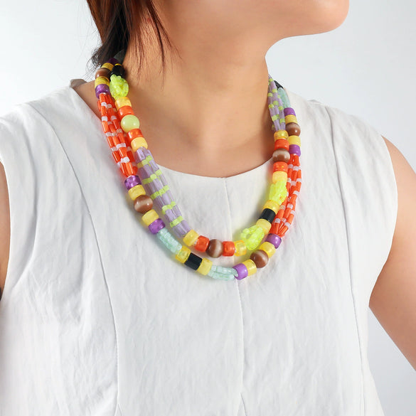 Necklace Hand Knitted Natural Vacation Style Geometric Plastic Resin Beads