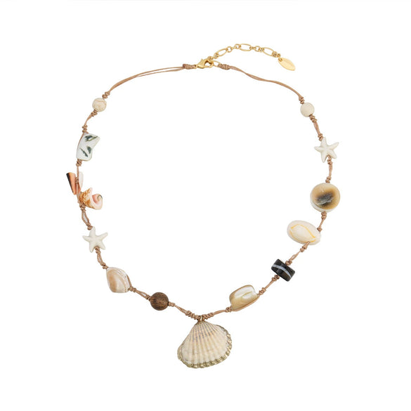 Necklace Handmade Bohemian Style Woven Rope Natural Shell With Geometric Pendant Accessories