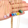 Necklace Handmade Glass Beads Round Copper Mixed Gem Inlay Geometric Style Women's