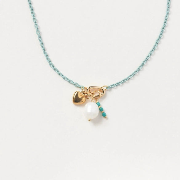 Necklace Handmade Pearl Pendant Jewelry Copper Heart Shape Electroplating