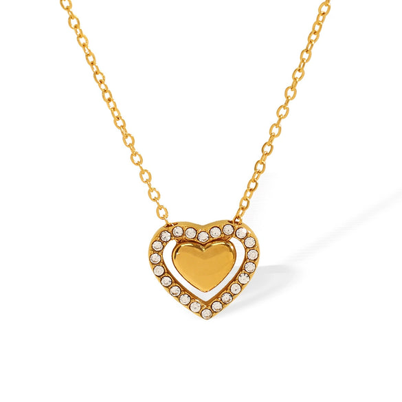 Necklace Heart Design Gold Fashion 316L Stainless Steel Electroplating