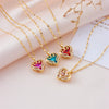 Necklace Heart Shape Copper Mixed Gem Inlay Electroplating For Women