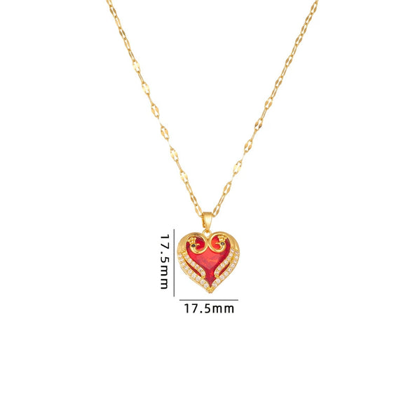Necklace Heart Shape Copper Mixed Gem Inlay Electroplating For Women