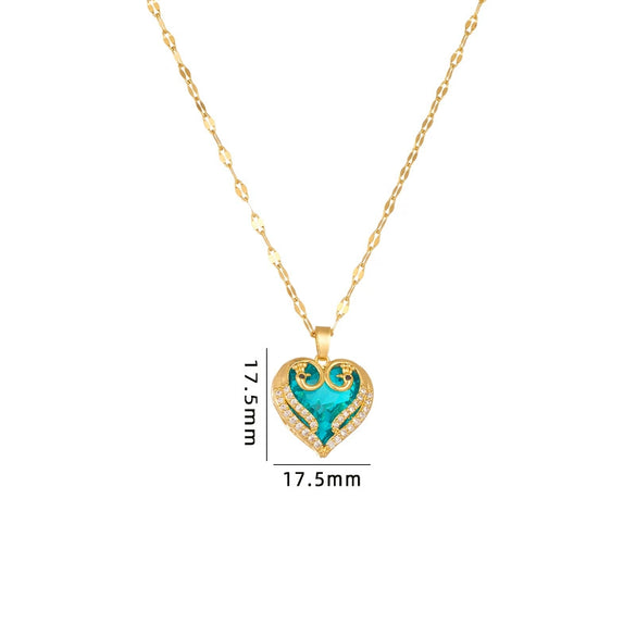 Necklace Heart Shape Copper Mixed Gem Inlay Electroplating For Women