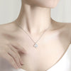Necklace Heartshaped Fourleaf Clover S925 Silver Geometric Diamond Pendant