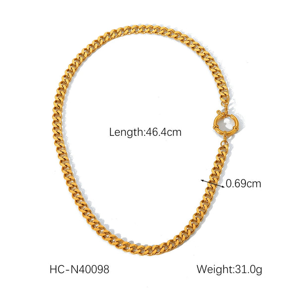 Necklace Hip Hop Trend Steel Cuban Chain 18K Gold Stainless Steel Geometric Electroplated Women's Jewelry