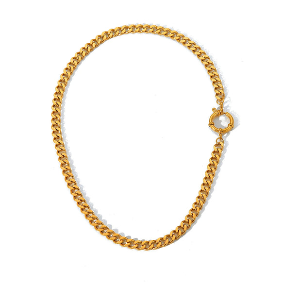 Necklace Hip Hop Trend Steel Cuban Chain 18K Gold Stainless Steel Geometric Electroplated Women's Jewelry