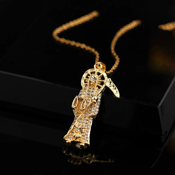Necklace Hiphop Clavicle Chain Jewelry Titanium Steel Chain Copper Pendant Microencrusted Zircon Dripping Oil Style Unisex