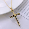 Necklace Hiphop Cross Micropaved Zircon Copper Ochain 14K Gold Electroplated
