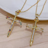 Necklace Hiphop Cross Micropaved Zircon Copper Ochain 14K Gold Electroplated