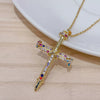 Necklace Hiphop Cross Micropaved Zircon Copper Ochain 14K Gold Electroplated