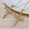 Necklace Hiphop Cross Micropaved Zircon Copper Ochain 14K Gold Electroplated