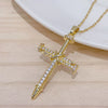 Necklace Hiphop Cross Micropaved Zircon Copper Ochain 14K Gold Electroplated