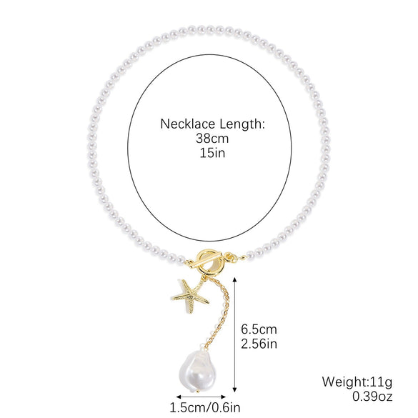 Necklace Imitation Pearl Alloy Geometric Electroplated Simple Beach Ocean Style