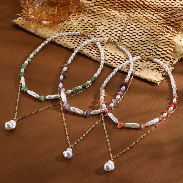 Necklace Imitation Pearl Alloy Geometric Electroplating