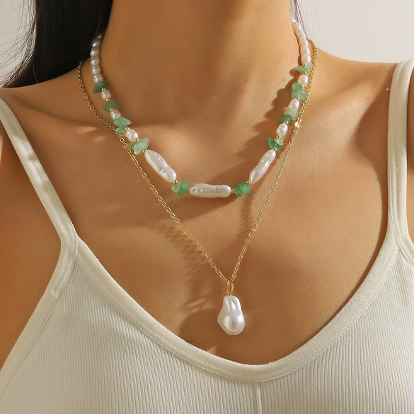 Necklace Imitation Pearl Alloy Geometric Electroplating