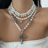 Necklace Imitation Pearl Alloy Geometric Pattern Electroplating Ball Chain Women's Hiphop Punk Retro