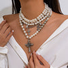 Necklace Imitation Pearl Alloy Geometric Pattern Electroplating Ball Chain Women's Hiphop Punk Retro