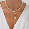 Necklace Imitation Pearl Alloy Heart Shape Geometric Electroplating Pendant For Women