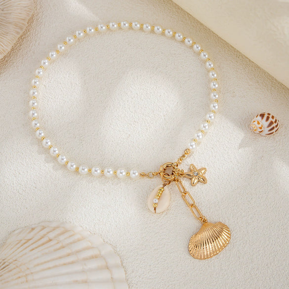 Necklace Imitation Pearl Alloy Shell Star Shape Electroplating For Women