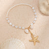 Necklace Imitation Pearl Alloy Shell Star Shape Electroplating For Women