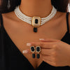 Necklace Imitation Pearl Artificial Crystal Geometric Retro Style