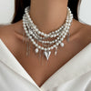 Necklace Imitation Pearl Chain Iron Alloy Heart Geometric Electroplating Women's