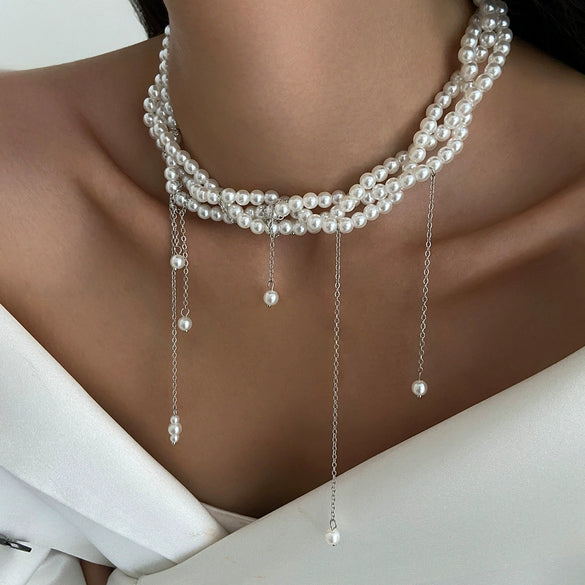 Necklace Imitation Pearl Chain Iron Alloy Heart Geometric Electroplating Women's