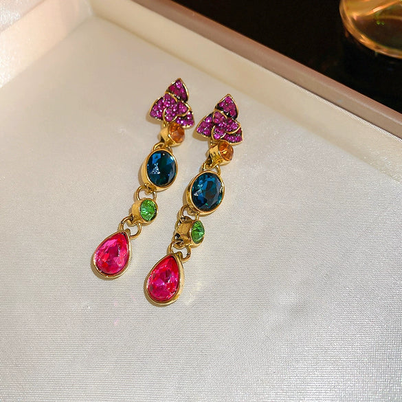 Necklace Imitation Pearl Diamond Water Drop Flower Midancient Light Luxury Allmatching Design
