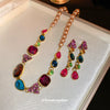 Necklace Imitation Pearl Diamond Water Drop Flower Midancient Light Luxury Allmatching Design