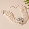 Necklace Imitation Pearl Diamondencrusted Geometric Clavicle Chain For Women