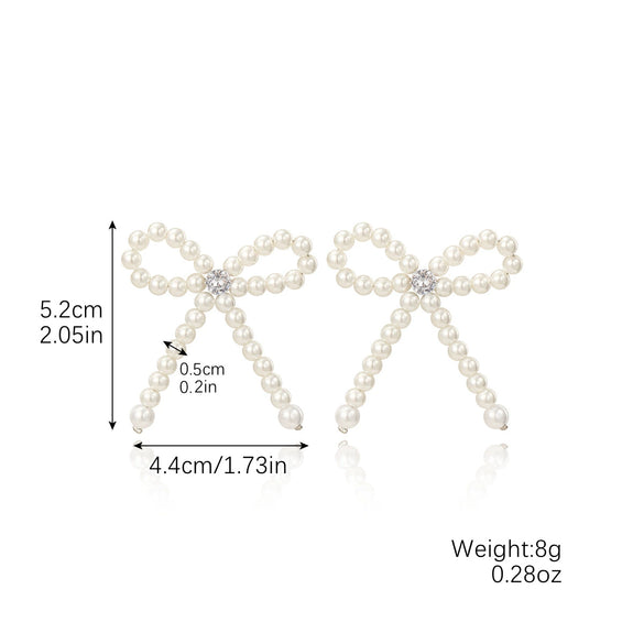 Necklace Imitation Pearl Geometric Beaded Bow Ballet Style Electroplating